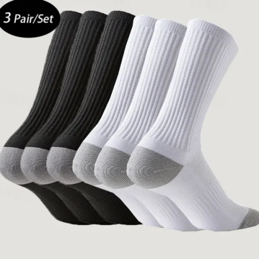 Men's 3 Pairs Multi Packs Socks Running Socks Long Socks White+White+Black Black Color Color Block Sports & Outdoor Daily Vacation Basic Medium Spring Fall Fashion Casual