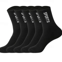 Men's 5 Pairs Multi Packs Socks Running Socks Casual Socks Black White Color Letter Sports & Outdoor Daily Vacation Basic Medium Spring Fall Fashion Casual