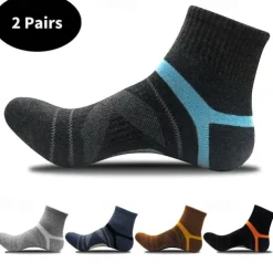 Men's 2 Pairs Multi Packs Socks Crew Socks Running Socks Casual Socks Black Blue Color Stripes Sports & Outdoor Daily Vacation Basic Medium Spring Fall Fashion Casual