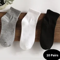Men's 10 Pairs Multi Packs Socks Crew Socks Running Socks Casual Socks Black White Color Solid / Plain Color Sports & Outdoor Daily Vacation Basic Medium Spring Fall Fashion Casual