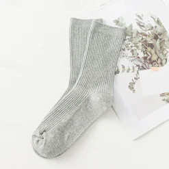 Men's 5 Pairs Multi Packs Socks Running Socks Casual Socks Black White Color Plain Vacation Sports & Outdoor Daily Basic Medium Spring Fall Fashion Casual