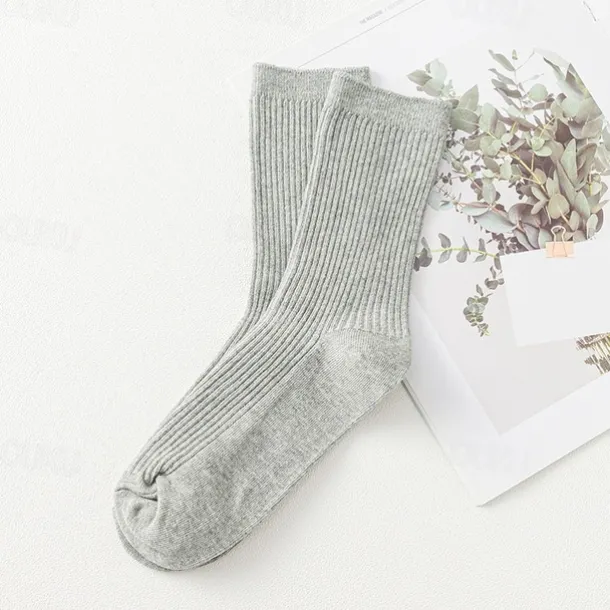 Men's 5 Pairs Multi Packs Socks Running Socks Casual Socks Black White Color Plain Vacation Sports & Outdoor Daily Basic Medium Spring Fall Fashion Casual