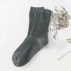 Men's 5 Pairs Multi Packs Socks Running Socks Casual Socks Black White Color Plain Vacation Sports & Outdoor Daily Basic Medium Spring Fall Fashion Casual