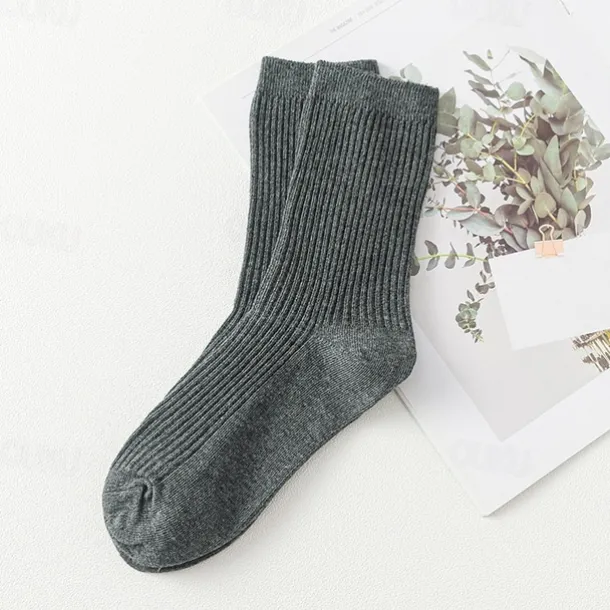 Men's 5 Pairs Multi Packs Socks Running Socks Casual Socks Black White Color Plain Vacation Sports & Outdoor Daily Basic Medium Spring Fall Fashion Casual