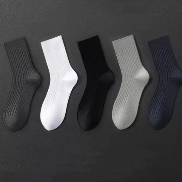 Men's 5 Pairs Multi Packs Socks Running Socks Casual Socks Black White Color Plain Vacation Sports & Outdoor Daily Basic Medium Spring Fall Fashion Casual