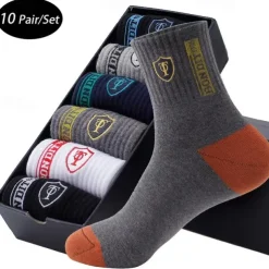 Men's 10 Pairs Multi Packs Socks Crew Socks Running Socks Casual Socks Rainbow Color Color Block Sports & Outdoor Daily Vacation Basic Medium Spring Fall Fashion Casual