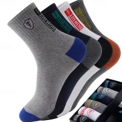 Men's 10 Pairs Multi Packs Socks Crew Socks Running Socks Casual Socks Rainbow Color Color Block Sports & Outdoor Daily Vacation Basic Medium Spring Fall Fashion Casual