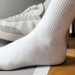 Men's 5 Pairs Socks Tennis Socks Crew Socks Black White Color Plain Outdoor Daily Holiday Medium Spring, Fall, Winter, Summer Stylish Classic