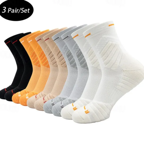 Men's 3 Pairs Sport Socks / Athletic Socks Crew Socks Black White Color Plain Casual Daily Medium Summer Spring Fall Stylish Traditional / Classic
