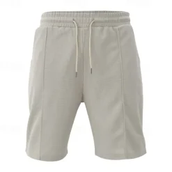 Men's 2 Piece Waffle Henley Shirt T-shirt Suits Tracksuit Short Sleeve Short Sleeves Short Pant Henley Summer Solid Color Drawing Gymnatics Casual 2 Piece Vacation Daily Wear Activewear Black White