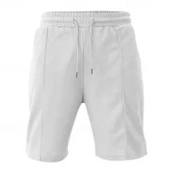 Men's 2 Piece Waffle Henley Shirt T-shirt Suits Tracksuit Short Sleeve Short Sleeves Short Pant Henley Summer Solid Color Drawing Gymnatics Casual 2 Piece Vacation Daily Wear Activewear Black White