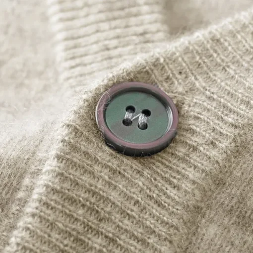 Men's 100% Wool Cardigan Sweater Knit Button Up Solid Color V Neck Knitwear Elegant School Training Clothing Apparel Bishop Sleeve Fall Winter Black khaki S M L XL