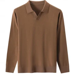 Men's 100% Wool Pullover Sweater Knit V Neck Solid Color Turndown Knitwear Elegant Outdoor Home Clothing Apparel Spring Fall Black Navy Blue S M L