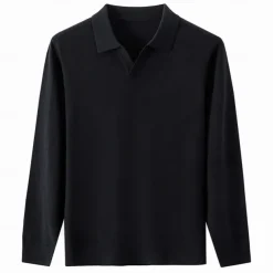 Men's 100% Wool Pullover Sweater Knit V Neck Solid Color Turndown Knitwear Elegant Outdoor Home Clothing Apparel Spring Fall Black Navy Blue S M L