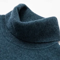 Men's 100% Wool Pullover Sweater Jumper Knit Solid Color Turtleneck Knitwear Elegant Christmas Outdoor Clothing Apparel Fall Winter Black Red S M L