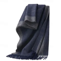 Men's 100% Wool Rectangle Scarf School Christmas Outdoor Red Navy Blue Scarf