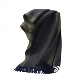 Men's 100% Wool Rectangle Scarf School Christmas Outdoor Red Navy Blue Scarf