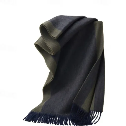 Men's 100% Wool Rectangle Scarf School Christmas Outdoor Red Navy Blue Scarf