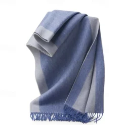 Men's 100% Wool Rectangle Scarf School Christmas Outdoor Red Navy Blue Scarf