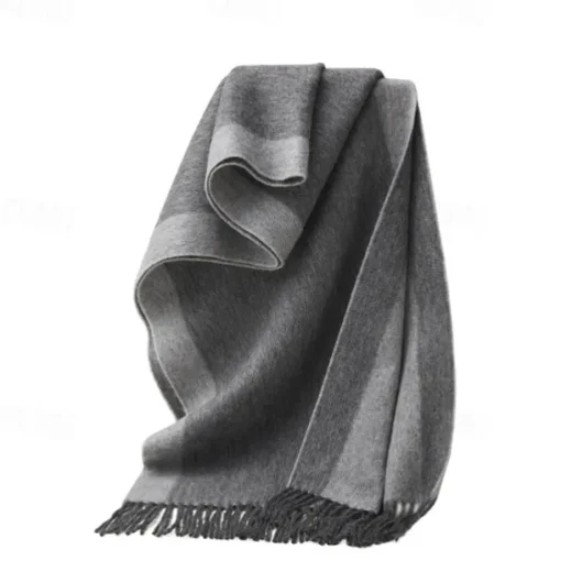 Men's 100% Wool Rectangle Scarf School Christmas Outdoor Red Navy Blue Scarf