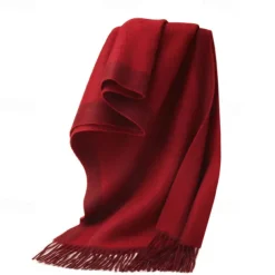 Men's 100% Wool Rectangle Scarf School Christmas Outdoor Red Navy Blue Scarf