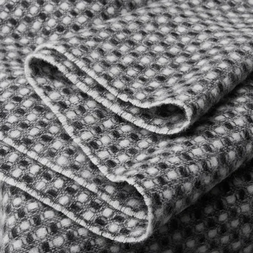 Men's 100% Wool Rectangle Scarf School Christmas Outdoor Black Ivory Scarf