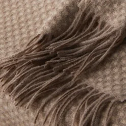 Men's 100% Wool Rectangle Scarf School Christmas Outdoor Black Ivory Scarf