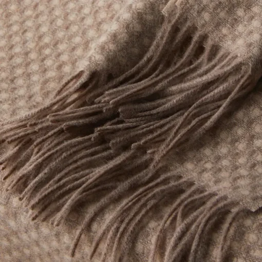 Men's 100% Wool Rectangle Scarf School Christmas Outdoor Black Ivory Scarf