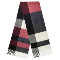 Men's 100% Wool Rectangle Scarf School Christmas Outdoor Pink Red Scarf