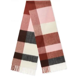 Men's 100% Wool Rectangle Scarf School Christmas Outdoor Pink Red Scarf