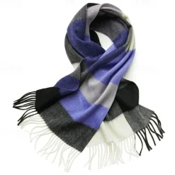 Men's 100% Wool Rectangle Scarf School Christmas Outdoor Pink Red Scarf