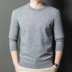 Men's 100% Wool Sweater Pullover Sweater Jumper Knit Solid Color Crew Neck Knitwear Elegant School Training Clothing Apparel Fall Winter Black White S M L