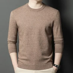 Men's 100% Wool Sweater Pullover Sweater Jumper Knit Solid Color Crew Neck Knitwear Elegant School Training Clothing Apparel Fall Winter Black White S M L