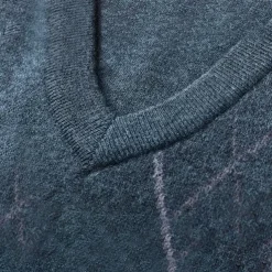 Men's 100% Wool Sweater Vest Knit V Neck Stripe Reactive Print V Neck Knitwear Elegant School Performance Clothing Apparel Spring Fall Black Royal Blue S M L