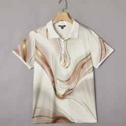 Men's Abstract Geometic Polo Short Sleeve Polo Shirts Lapel Business Casual Business Athleisure Daily Wear 3D Print Buttons Summer Yellow Pink Blue