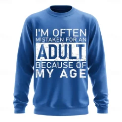 Men's Act My Age Funny Slang Sweatshirt Fashion Daily Long Sleeve Crew Neck Black White Crewneck 3D All Seasons Designer