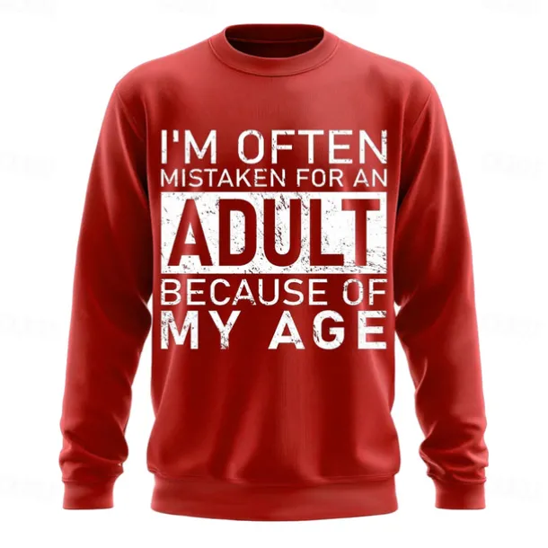 Men's Act My Age Funny Slang Sweatshirt Fashion Daily Long Sleeve Crew Neck Black White Crewneck 3D All Seasons Designer