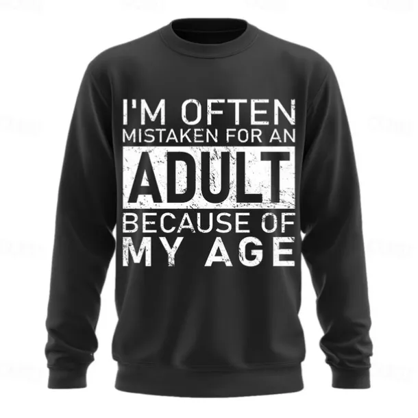 Men's Act My Age Funny Slang Sweatshirt Fashion Daily Long Sleeve Crew Neck Black White Crewneck 3D All Seasons Designer