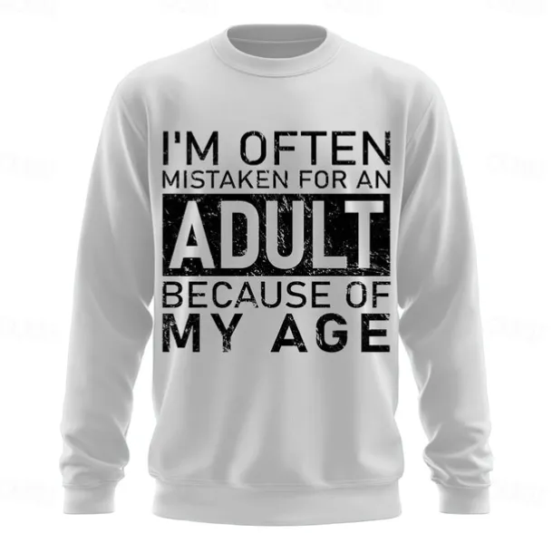 Men's Act My Age Funny Slang Sweatshirt Fashion Daily Long Sleeve Crew Neck Black White Crewneck 3D All Seasons Designer