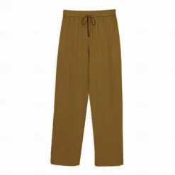Men's Active Linen Pants Trousers Chinos Solid Color Full Length Formal Wedding Party Cotton Elegant Vacation Light Green Brown Micro-elastic