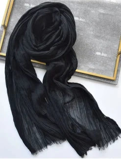 Men's Active Rectangle Scarf - Solid Colored Scarves Classic Winter Scarf Tassel Edge Soft Warm Scarf