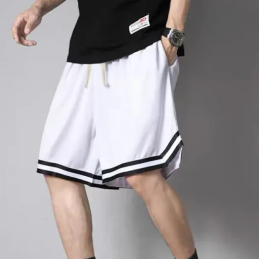 Men's Active Shorts Basketball Shorts Casual Shorts Pocket Drawstring Elastic Waist Plain Comfort Soft Casual Daily Holiday Sports Fashion Black White