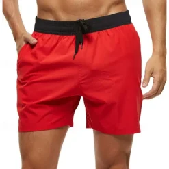 Men's Active Shorts Sweat Shorts Shorts Summer Shorts Pocket Drawstring Elastic Waist Plain Comfort Short Sports Outdoor Daily Going out Fashion Casual Lake blue Wine Micro-elastic