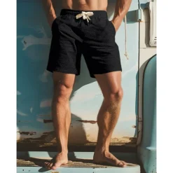 Men's Active Sweat Shorts Shorts Summer Shorts Drawstring Elastic Waist Straight Leg Plain Comfort Breathable Short Casual Daily Holiday Sports Fashion Black White Micro-elastic