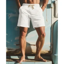 Men's Active Sweat Shorts Shorts Summer Shorts Drawstring Elastic Waist Straight Leg Plain Comfort Breathable Short Casual Daily Holiday Sports Fashion Black White Micro-elastic