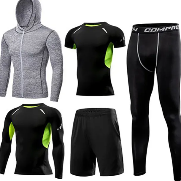 Men's Activewear Set Workout Outfits Athletic Long Sleeve Thermal Warm Breathable Quick Dry Fitness Gym Workout Running Sportswear Activewear Solid Colored Black White Blue