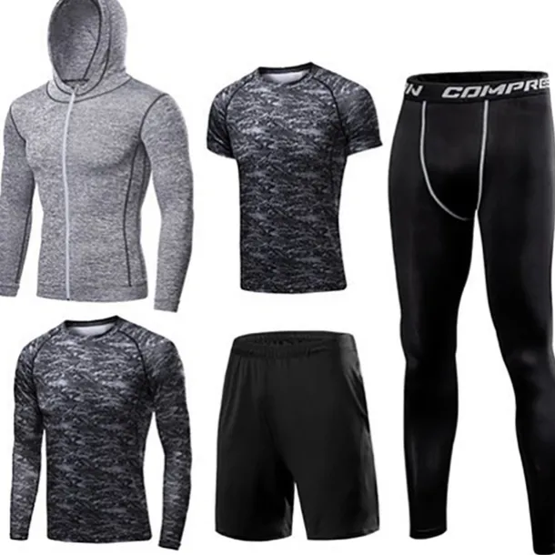 Men's Activewear Set Workout Outfits Athletic Long Sleeve Thermal Warm Breathable Quick Dry Fitness Gym Workout Running Sportswear Activewear Solid Colored Black White Blue