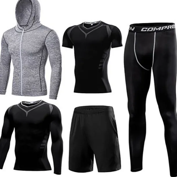 Men's Activewear Set Workout Outfits Athletic Long Sleeve Thermal Warm Breathable Quick Dry Fitness Gym Workout Running Sportswear Activewear Solid Colored Black White Blue