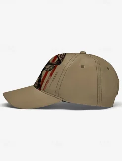 Men's Adjustable Baseball Cap with Patriotic Deer Print and American Flag Design - Outdoor Sports and Casual Wear Hat