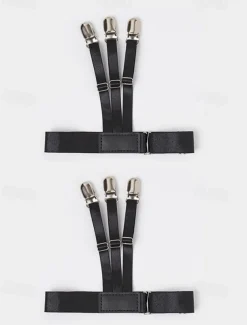 Men's Adjustable Shirt Stays with Non-Slip Clips, Elastic Garter Style Shirt Holder for Business, Formal Wear, and Daily Use
